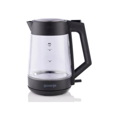 Електрочайник Gorenje 1.7л, 2,200 Вт, strix контроль, скло, чорний (K17OGP)
