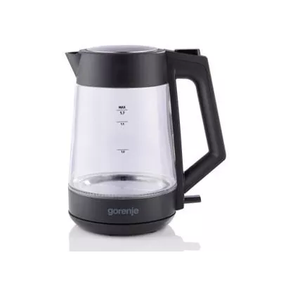 Електрочайник Gorenje 1.7л, 2,200 Вт, strix контроль, скло, чорний (K17OGP)