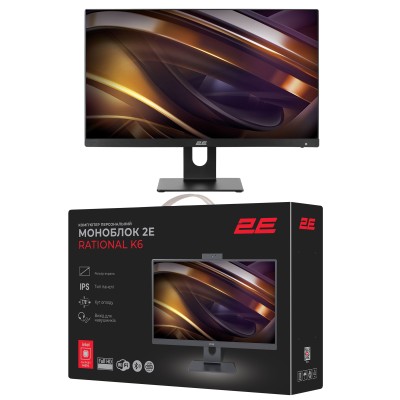 Комп'ютер персональний моноблок 2E Rational K6 23.8" FHD IPS Intel i3-12100, 8Gb, F256GB, UMA, H610, K6.610, 120W, FreeDos, чорн