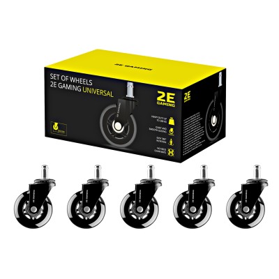 Крісельні коліщата 2E GAMING GWH-003 Universal, 64мм, комплект з 5 шт., чорний