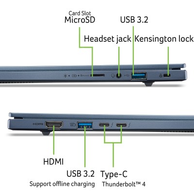 Ноутбук Acer Swift Go 14 SFG14-75 14" WUXGA OLED, Intel U9-288V, 32GB, F1TB, UMA, Win11, синій (NX.JNBEU.004)