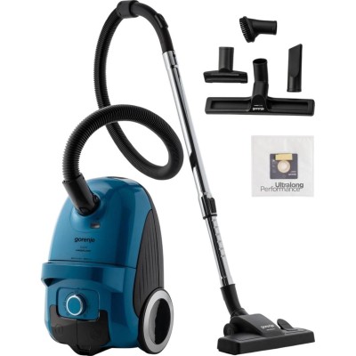 Пилосос Gorenje мішковий, 750Вт, конт пил -3л, HEPA, телескоп трубка, синій (VCE22G4HGR)