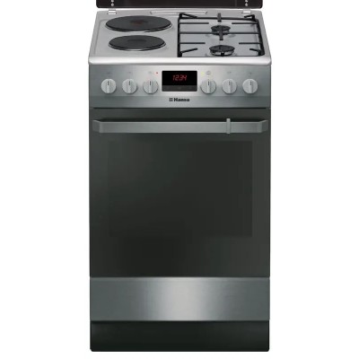 Плита Hansa з комбі. вар. поверхнею, 50х60см, 62л, емаль, газ контр., дисплей, нержавіюча сталь (FCMX58290)