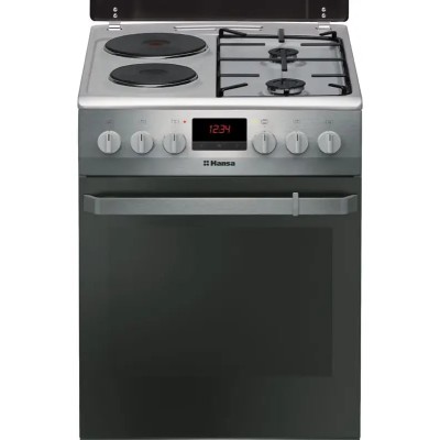 Плита Hansa з комбі. вар. поверхнею, 50х60см, 62л, емаль, газ контр., дисплей, нержавіюча сталь (FCMX58290)