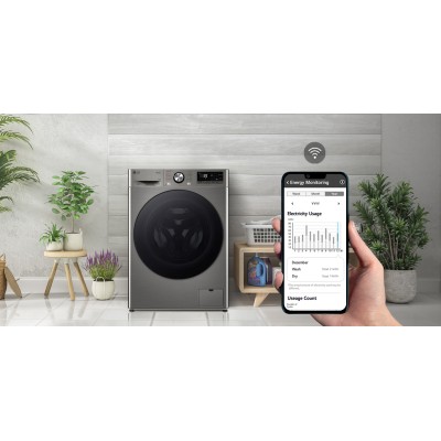 Пральна машина LG фронтальна, 11кг, 1400, A, 57см, дисплей, пара, інвертор, сріблястий (F4Y7ES5P)