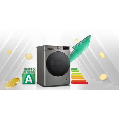 Пральна машина LG фронтальна, 11кг, 1400, A, 57см, дисплей, пара, інвертор, сріблястий (F4Y7ES5P)