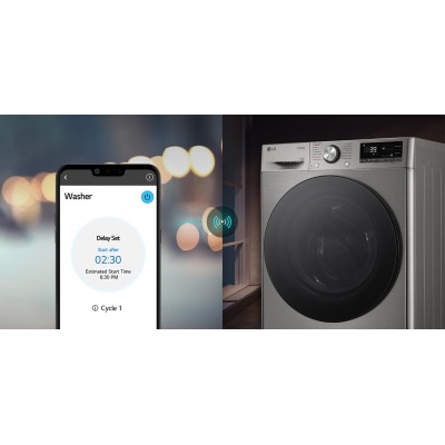 Пральна машина LG фронтальна, 11кг, 1400, A, 57см, дисплей, пара, інвертор, сріблястий (F4Y7ES5P)