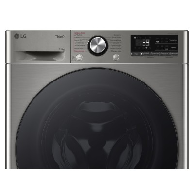 Пральна машина LG фронтальна, 11кг, 1400, A, 57см, дисплей, пара, інвертор, сріблястий (F4Y7ES5P)