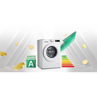 Пральна машина LG фронтальна, 8кг, 1200, A, 48см, дисплей, пара, інвертор, білий (F2Y5PS3W)