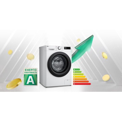 Пральна машина LG фронтальна, 8кг, 1200, A, 48см, дисплей, пара, інвертор, білий (F2Y5PS6W)