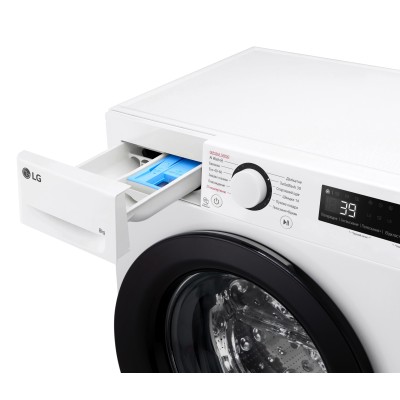 Пральна машина LG фронтальна, 8кг, 1200, A, 48см, дисплей, пара, інвертор, білий (F2Y5PS6W)
