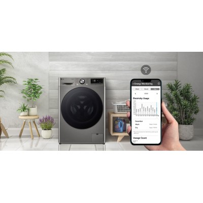 Пральна машина LG фронтальна, 9кг, 1200, A, 48см, дисплей, пара, інвертор, сріблястий (F2Y7FS5P)