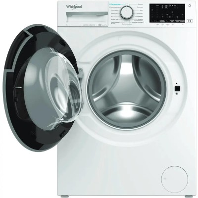 Пральна машина Whirlpool фронтальна, 7кг, 1200, A+++, 49.6см, дисплей, пара, інвертор, люк чорний, білий (WAM712WBUA)