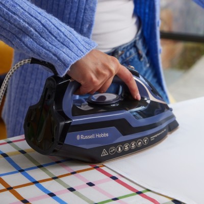 Праска Russell Hobbs, 3100Вт, паровий удар -210гр, верт. відпарювання, керам. підошва, чорно-синий (28630-56)