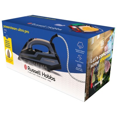 Праска Russell Hobbs, 3100Вт, паровий удар -210гр, верт. відпарювання, керам. підошва, чорно-синий (28630-56)