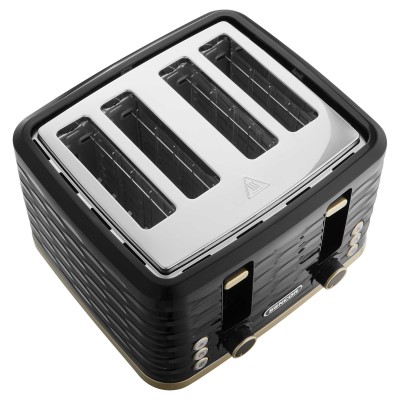 Тостер Sencor 1600Вт, підігрів, розморожування, 4 слоти, пластик, чорно-золотий (STS7551BK-EUE3)