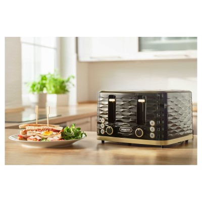Тостер Sencor 1600Вт, підігрів, розморожування, 4 слоти, пластик, чорно-золотий (STS7551BK-EUE3)