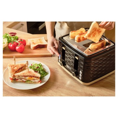 Тостер Sencor 1600Вт, підігрів, розморожування, 4 слоти, пластик, чорно-золотий (STS7551BK-EUE3)