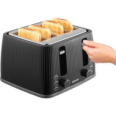 Тостер Sencor 1860Вт, підігрів, розморожування, 4 слоти, пластик, чорний (STS7541BK)