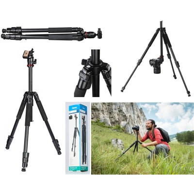 Трипод фотоапарату Hama Traveller-163, кулястий, 47-163см, чорний