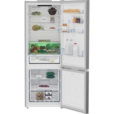 Холодильник Beko з нижн. мороз., 192x70x74.5, xолод.відд.-340л, мороз.відд.-150л, 2дв., D, NF, дисплей, HarvestFresh, нерж (B5RC