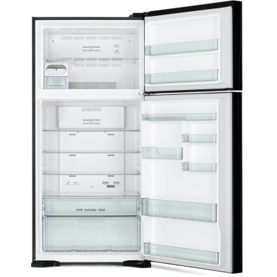 Холодильник Hitachi з верхн. мороз., 184x86х74, холод.відд.-405л, мороз.відд.-145л, 2дв., А++, NF, інв., зона нульова, чорний (R