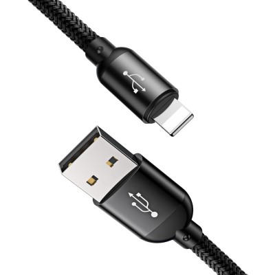 Кабель Baseus 3-in-1 USB to M+L+T 3.5A 1.2m(CAMLT-BSY01)чор