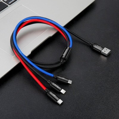 Кабель Baseus 3-in-1 USB to M+L+T 3.5A 1.2m(CAMLT-BSY01)чор
