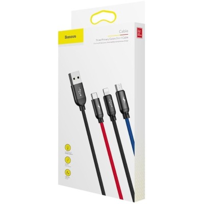 Кабель Baseus 3-in-1 USB to M+L+T 3.5A 1.2m(CAMLT-BSY01)чор