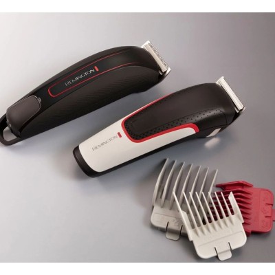 Машинка для стриження Remington E51 Easy Fade Hair Clipper, мережа+акум., роторний мотор, насадок-3, кейс, титан.напил., чорн-бі