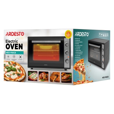 Піч електрична ARDESTO, 60л, 2000Вт, механіч., конвенція, подвійне скло, чорний (MEO-F60CB)