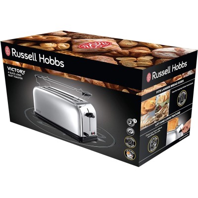 Тостер Russell Hobbs Chester 1600Вт, довгі слоти на 4 тости, метал, сріблястий (23520-56)