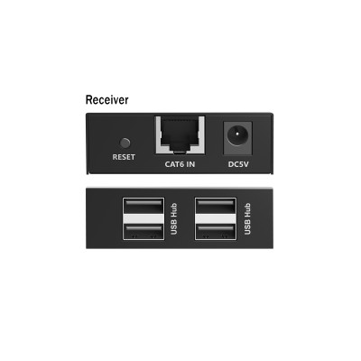 Подовжувач DIGITUS USB 2.0, для використання з кабелем Cat6, до 150 м, 4 х USB-A, чорний (DA-73120)