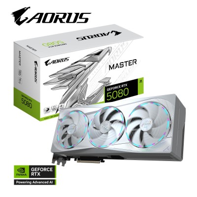 Відеокарта GIGABYTE GeForce RTX 5080 16GB GDDR7 AORUS MASTER ICE (GV-N5080AORUSM_ICE-16GD)