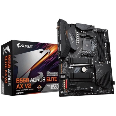 Материнська плата GIGABYTE B550 AORUS ELITE AX V2 sAM4 B550 4xDDR4 M.2 HDMI DP Wi-Fi BT ATX (B550_AORUS_ELITE_AX_V2)