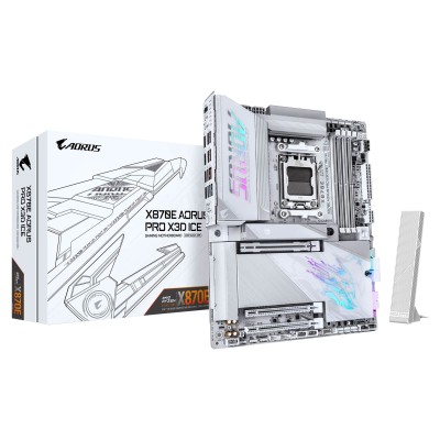Материнська плата GIGABYTE X870E A PRO X3D ICE sAM5 X870 4xDDR5 M.2 Wi-Fi BT HDMI DP ITX (X870E_A_PRO_X_ICE)