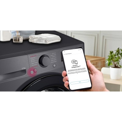 Прально-сушильна машина LG фронтальна, 9(5)кг, 1200, A, пара, 48см, дисплей, пара, інвертор, чорний (F2R5FG6J)