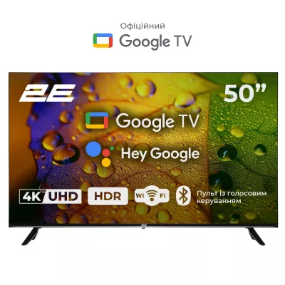 Телевізор 50" 2E LED 4K 60Hz Smart Google TV Black (2E-50A07K)
