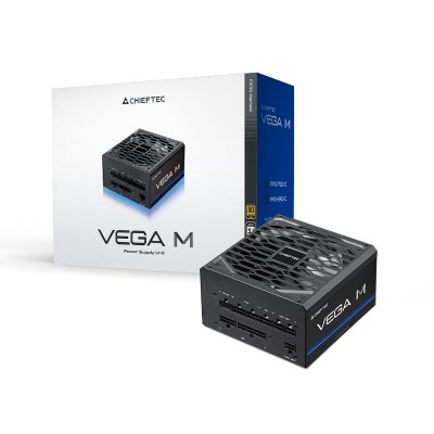Блок живлення CHIEFTEC Vega M (1000W), >90%, 80+ Gold, 135мм FDB, 1xMB 24pin(20+4), 2xCPU 8pin(4+4), 3xMolex, 6xSATA, 4xPCIe 8pi