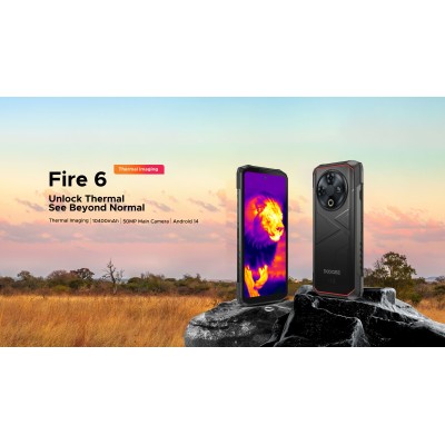 Смартфон Doogee Fire 6 6.56" 6/256ГБ, 2SIM, 10400мА•год, чорний (з тепловізором)