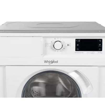 Прально-сушильна машина Whirlpool вбудована фронтальна, 7(5)кг, 1400, A+++, 60см, дисплей, пара, інвертор, білий (BIWDWG75148UA)