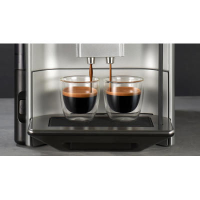 Кавомашина Siemens 1.7л, зерно + мелена, автомат.капучинатор, LED - дисплей, авторецептів - 8, чорно - срібний (TE653M11RW)