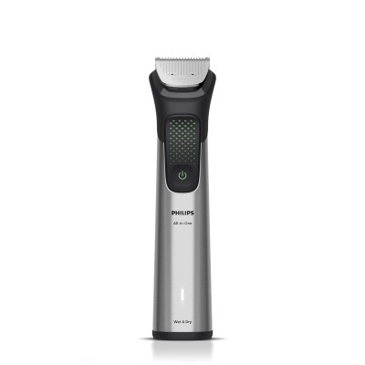Тример Philips Series 9000, для обличчя, голови, тіла, акум., насадок-17, OneBlade в компл., сталь, сірий (MG9535/15)