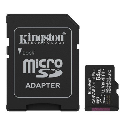 Карта пам'яті Kingston microSD 64GB C10 UHS-I A1 V10 R100MB/s + SD (SDCS3/64GB)