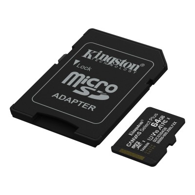 Карта пам'яті Kingston microSD 64GB C10 UHS-I A1 V10 R100MB/s + SD (SDCS3/64GB)