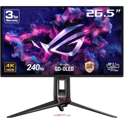 Монітор Asus 26.5" ROG Swift PG27UCDM 2xHDMI, DP, USB-C, 3xUSB, QD-OLED, 3840x2160, 240Hz, 0.03ms, DCI-P3 99%, FreeSync, Pivot, 
