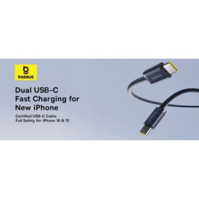Кабель Baseus Type-C/Type-C 100W 2m (P10381400121-01) чорний