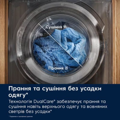 Прально-сушильна машина Electrolux фронтальна, 11(7)кг, 1600, D, 64см, дисплей, пара, інвертор, universaldose, білий (EW7W4602QU