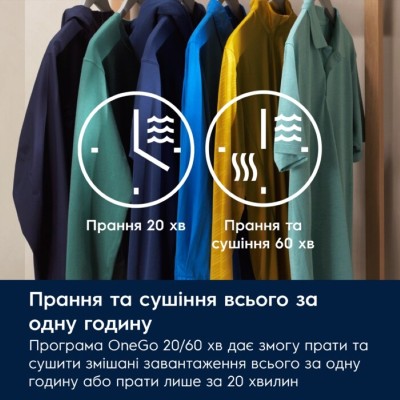 Прально-сушильна машина Electrolux фронтальна, 11(7)кг, 1600, D, 64см, дисплей, пара, інвертор, universaldose, білий (EW7W4602QU