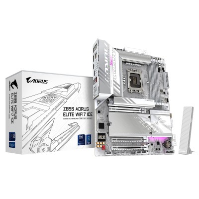 Материнська плата GIGABYTE Z89 AORUS ELITE WF7 ICE s1851 Z890 4xDDR5 M.2 Wi-Fi BT HDMI DP ATX